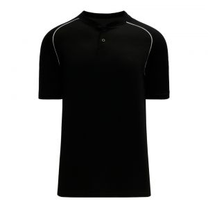 BA1344 Two Button Baseball Jersey - Black/White - Front