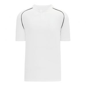 BA1344 Two Button Baseball Jersey - White/Black - Front