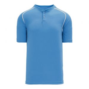 BA1344 Two Button Baseball Jersey - Sky/White - Front