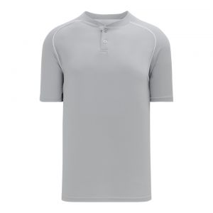BA1344 Two Button Baseball Jersey - Grey/White - Front