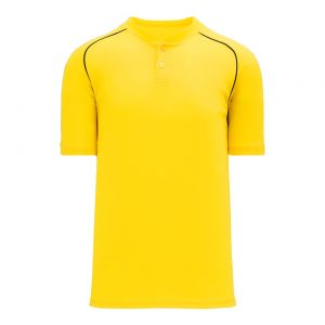 BA1344 Two Button Baseball Jersey - Maize/Black - Front