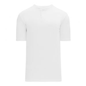 BA1347 Two Button Baseball Jersey - White - Front