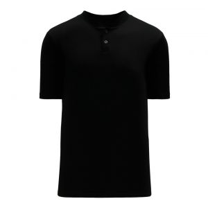BA1347 Two Button Baseball Jersey - Black - Front