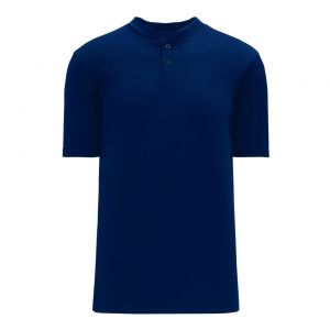 BA1347 Two Button Baseball Jersey - Navy - Front