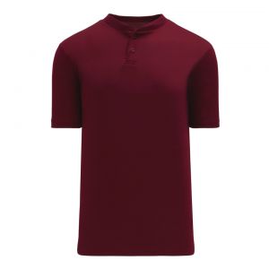 BA1347 Two Button Baseball Jersey - Maroon - Front