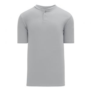 BA1347 Two Button Baseball Jersey - Grey - Front