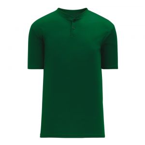 BA1347 Two Button Baseball Jersey - Dark Green - Front