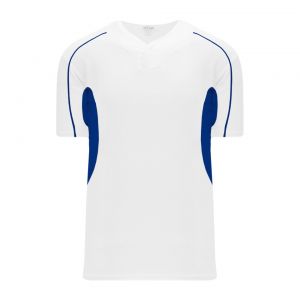 BA1745 One Button Baseball Jersey - White/Royal - Front