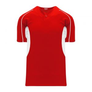 BA1745 One Button Baseball Jersey - Red/White - Front