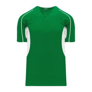 BA1745 One Button Baseball Jersey - Kelly/White - Front