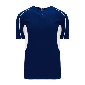 BA1745 One Button Baseball Jersey - Navy/White - Front