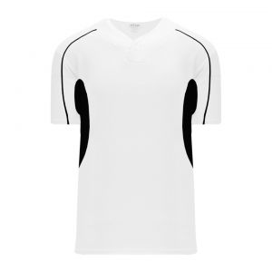 BA1745 One Button Baseball Jersey - Black/White - Front