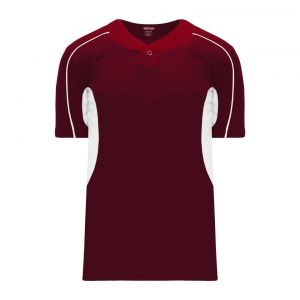 BA1745 One Button Baseball Jersey - Maroon/White - Front