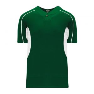 BA1745 One Button Baseball Jersey - Dark Green/White - Front