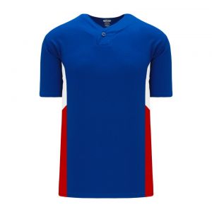 BA1763 One Button Baseball Jersey - Royal/Red/White - Front