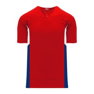 BA1763 One Button Baseball Jersey - Red/Royal/White - Front