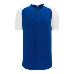 BA1875 Full Button Baseball Jersey - Royal/White - Front
