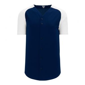BA1875 Full Button Baseball Jersey - Navy/White - Front
