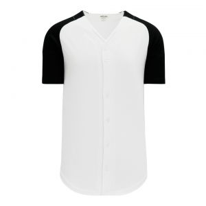 BA1875 Full Button Baseball Jersey - White/Black - Front