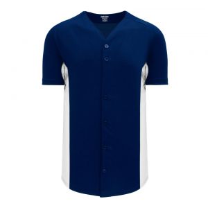 BA1890 Full Button Baseball Jersey - Navy/White - Front