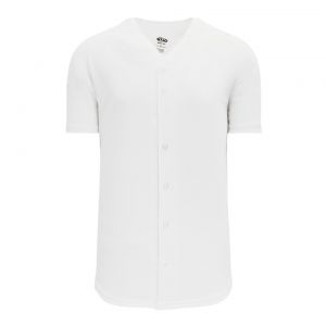 BA5200 Full Button Baseball Jersey - White - Front