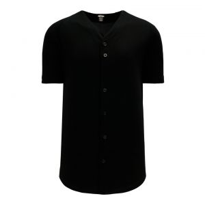 BA5200 Full Button Baseball Jersey - Black - Front