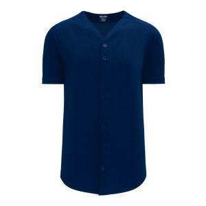 BA5200 Full Button Baseball Jersey - Navy - Front