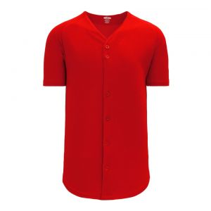 BA5200 Full Button Baseball Jersey - Red - Front