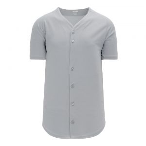 BA5200 Full Button Baseball Jersey - Grey - Front