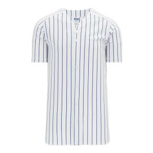 BA524 Full Button Baseball Jersey - White/Royal - Front