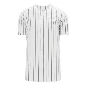 BA524 Full Button Baseball Jersey - White/Black - Front