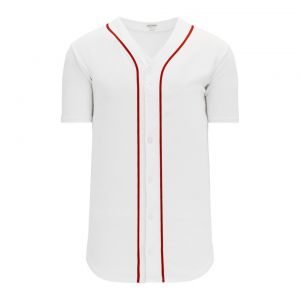 BA5500 Full Button Baseball Jersey - Boston White/Red - Front