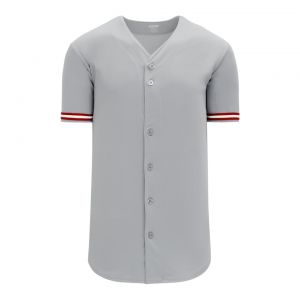BA5500 Full Button Baseball Jersey - Cincinnati Grey/Red/White - Front