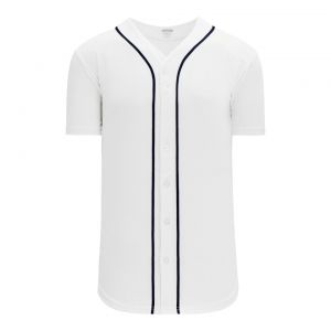 BA5500 Full Button Baseball Jersey - Detroit White/Navy - Front