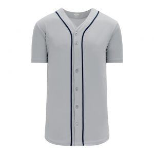 BA5500 Full Button Baseball Jersey - Detroit Grey/Navy - Front
