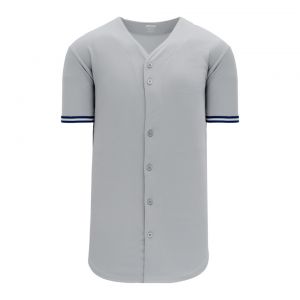 BA5500 Full Button Baseball Jersey - Nyy Grey/Navy/White - Front