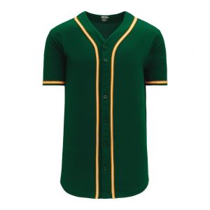 BA5500 Full Button Baseball Jersey - Oakland Dark Green/Gold/White - Front