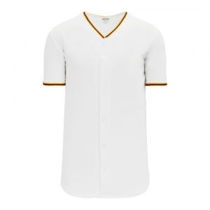 BA5500 Full Button Baseball Jersey - Pittsburgh White/Gold/Black - Front