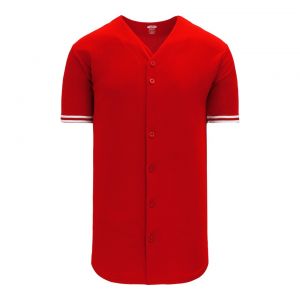 BA5500 Full Button Baseball Jersey - Toronto Red/White - Front