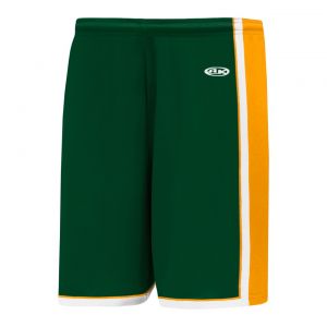 BS1735 Pro Basketball Shorts - Dark Green/Gold/White - Front