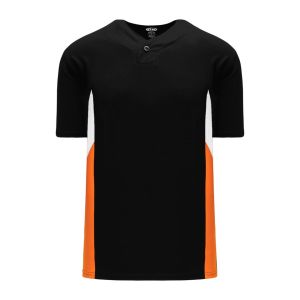 Athletic Knit BA1763-223 One Button Baseball Jersey - Black/White/Orange - Primary