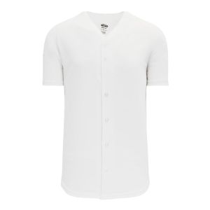 Athletic Knit BA5200-000 Full Button Baseball Jersey - White - Primary