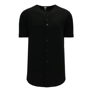 Athletic Knit BA5200-001 Full Button Baseball Jersey - Black - Primary