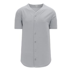 Athletic Knit BA5200-012 Full Button Baseball Jersey - Grey - Primary