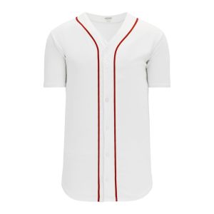 Athletic Knit BA5500-BOS584 Full Button Baseball Jersey - White/Red - Primary