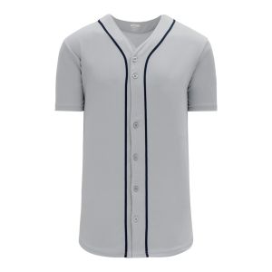 Athletic Knit BA5500-DET575 Full Button Baseball Jersey - Grey/Navy - Primary