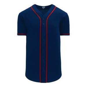 Athletic Knit BA5500-MIN697 Full Button Baseball Jersey - Navy/Red - Primary