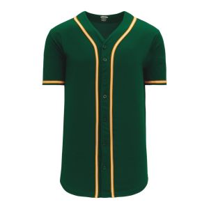 Athletic Knit BA5500-OAK592 Full Button Baseball Jersey - Dark Green/Gold/White - Primary