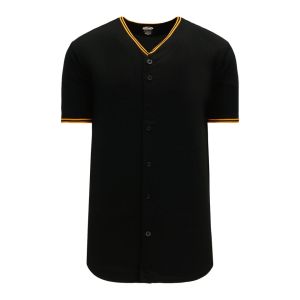 Athletic Knit BA5500-PIT578 Full Button Baseball Jersey - Black/Gold - Primary