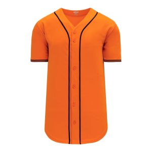 Athletic Knit BA5500-SF576 Full Button Baseball Jersey - Orange/Black - Primary